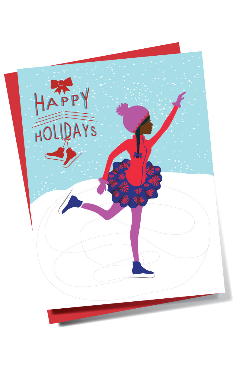 Ice Skater Winter Holiday Card